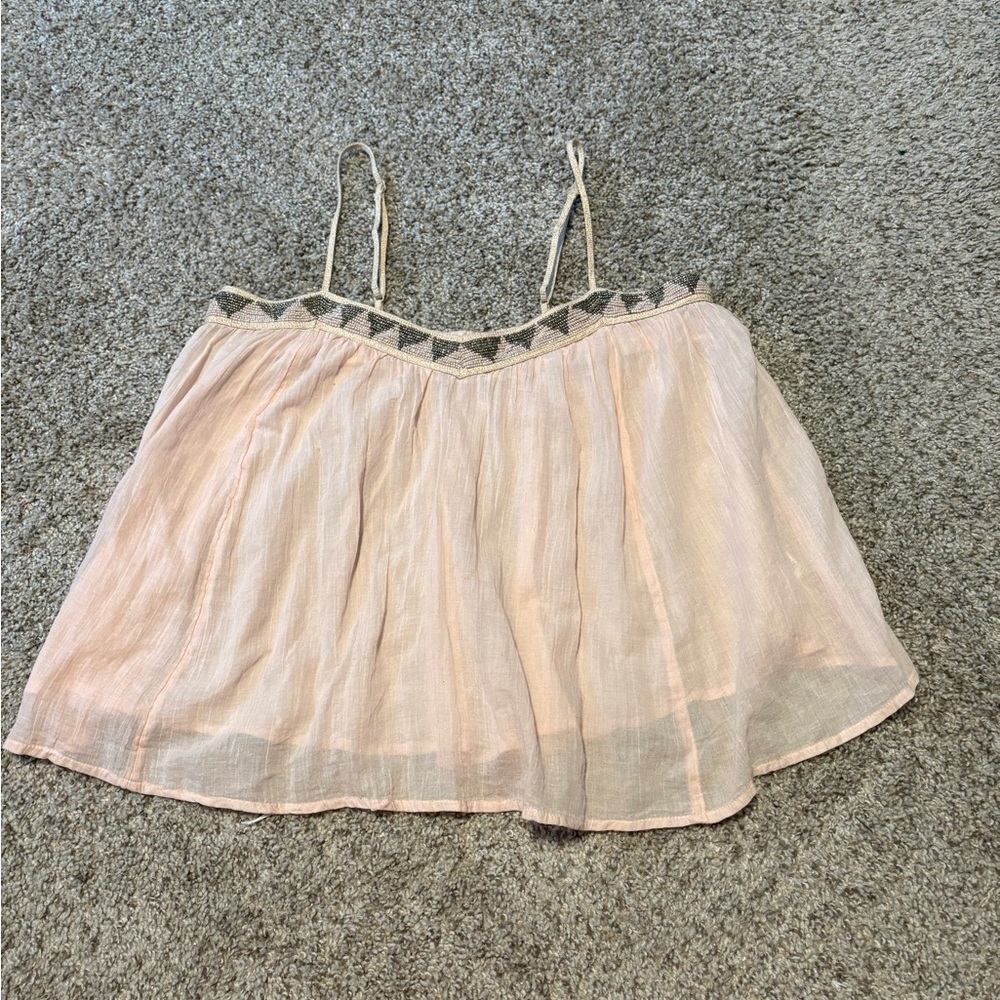 AE Baby Pink Tank with Beaded Trim